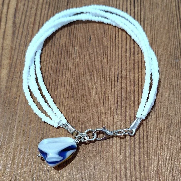 Ladies Beaded White Handmade Multi-Strand Bracelet, Ladies Beaded Bracelet - Picture 8 of 8